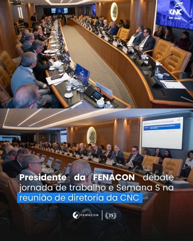 Presidente da FENACON debate jornada de trabalho e Semana S na reunião de diretoria da CNC