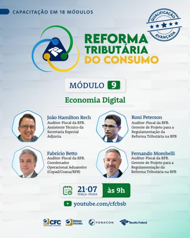 Economia Digital será o tema do 9º módulo do curso sobre a Reforma Tributária do Consumo