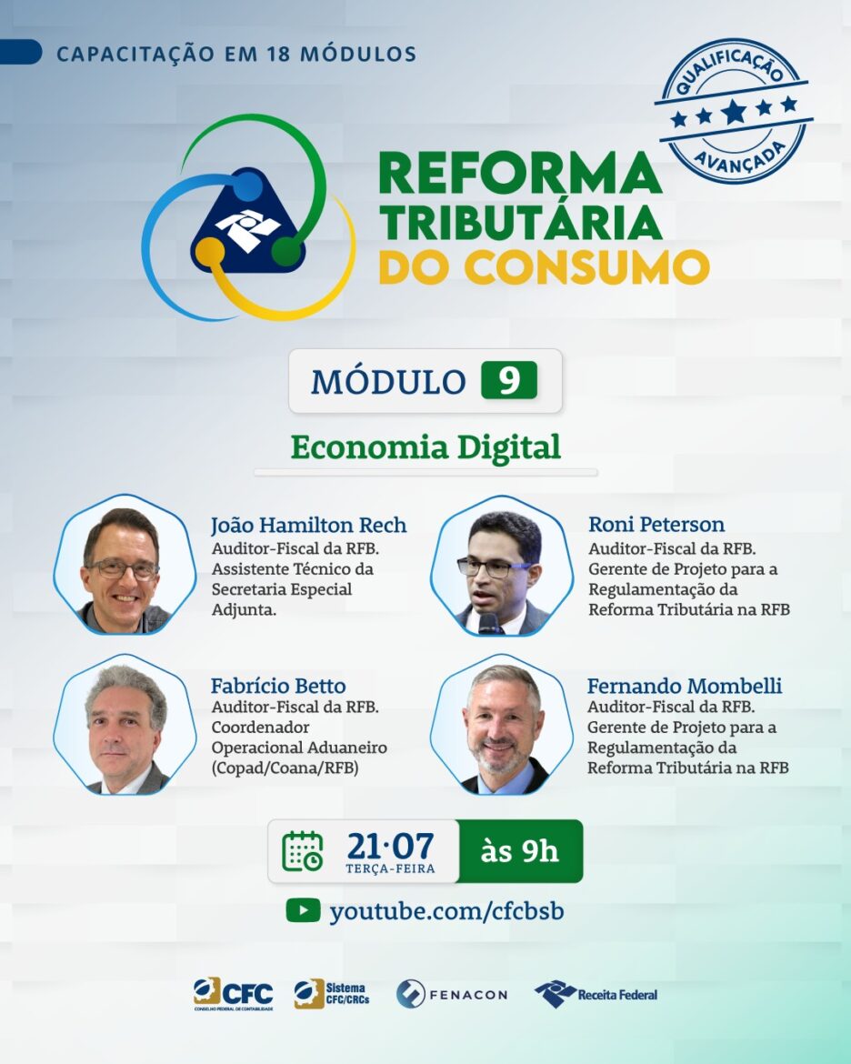 Economia Digital será o tema do 9º módulo do curso sobre a Reforma Tributária do Consumo