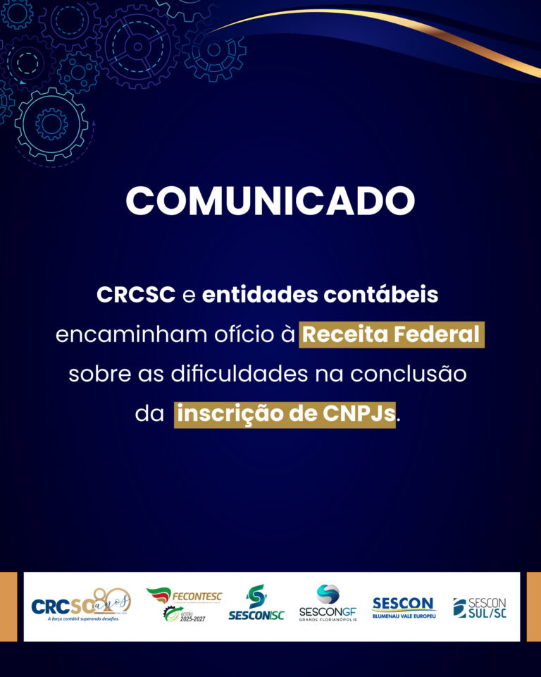 Entidades contábeis catarinenses solicitam providências à Receita Federal diante de instabilidades na emissão de CNPJs